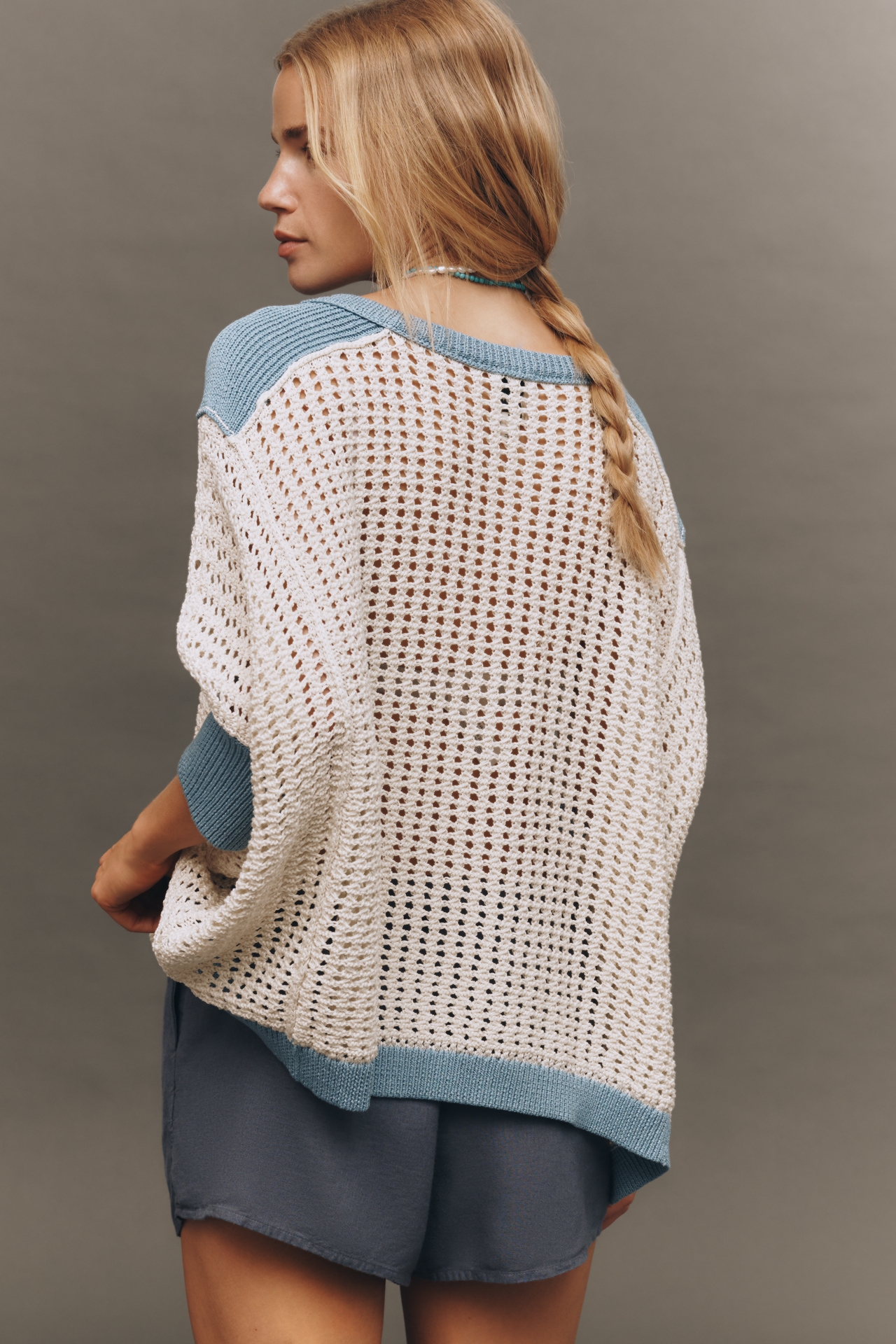 Maeve Keyhole Open-Stitch Sweater