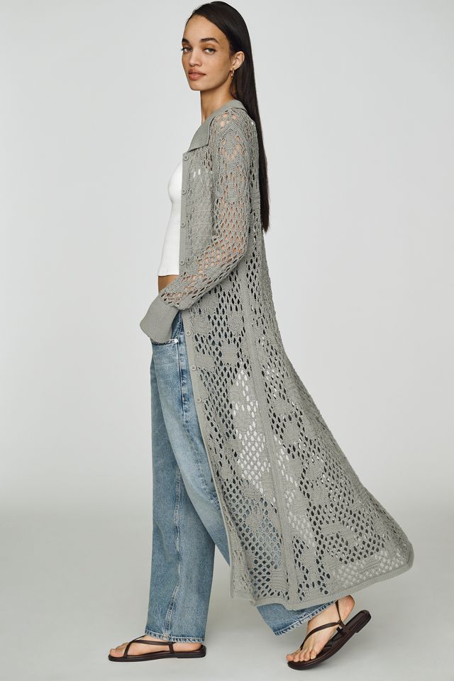 By Anthropologie Fishnet Duster Cardigan Sweater #2