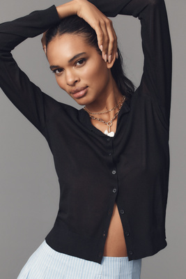 By Anthropologie Fitted Sheer Cardigan Sweater