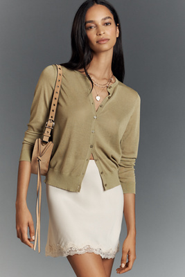Fitted Sheer Cardigan Sweater
