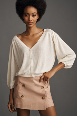 By Anthropologie Quarter-sleeve Cropped Cardigan Sweater