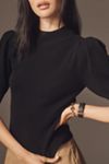 By Anthropologie Wool Cashmere Puff-Sleeve Mock-Neck Sweater