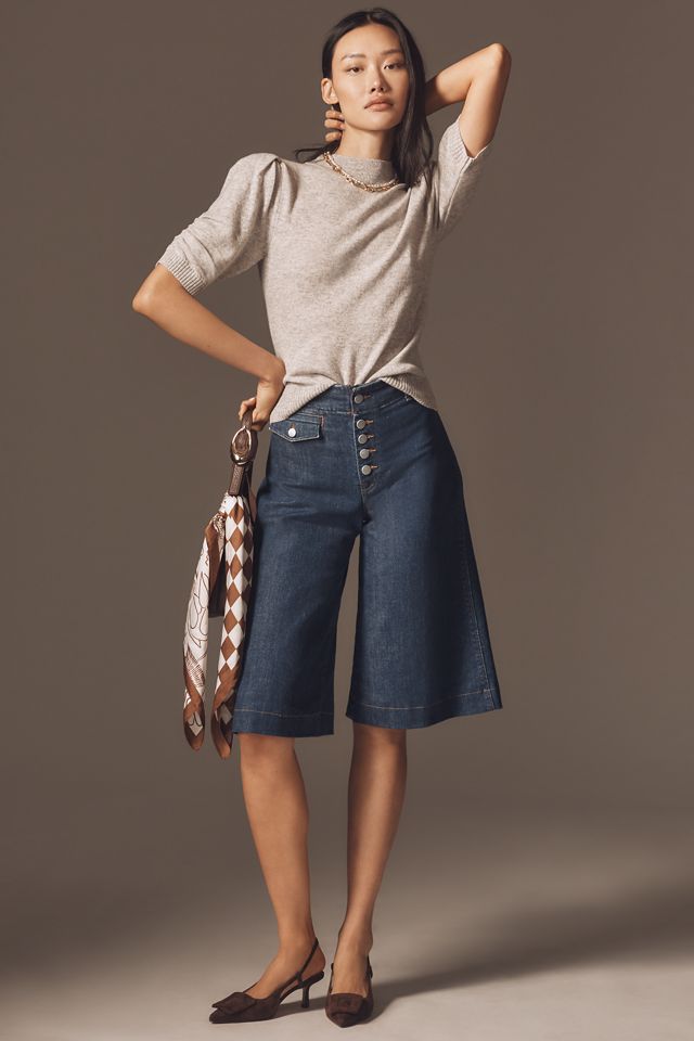 By Anthropologie Wool Cashmere Puff-Sleeve Mock-Neck Sweater #2
