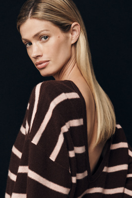 Pilcro Cashmere V-back Sweater In Brown