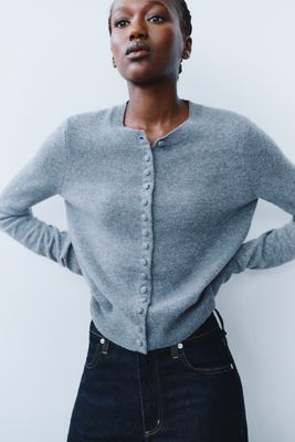 Maeve 100% Cashmere Crew-Neck Cardigan