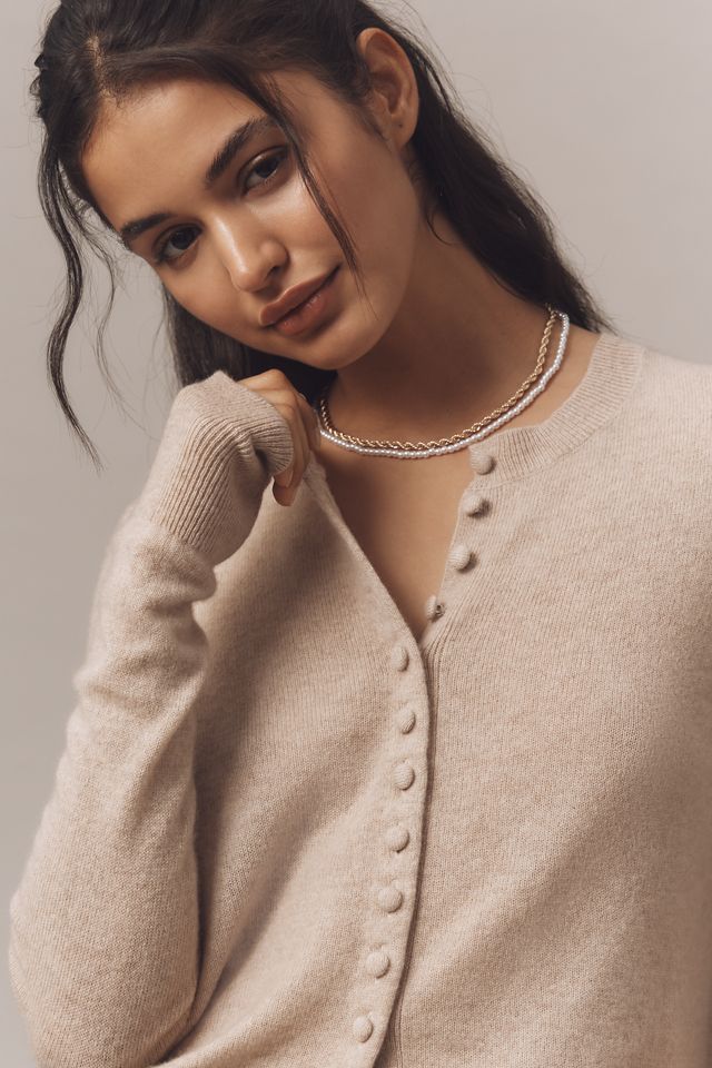 Maeve Crew-Neck Cashmere Cardigan Sweater #3