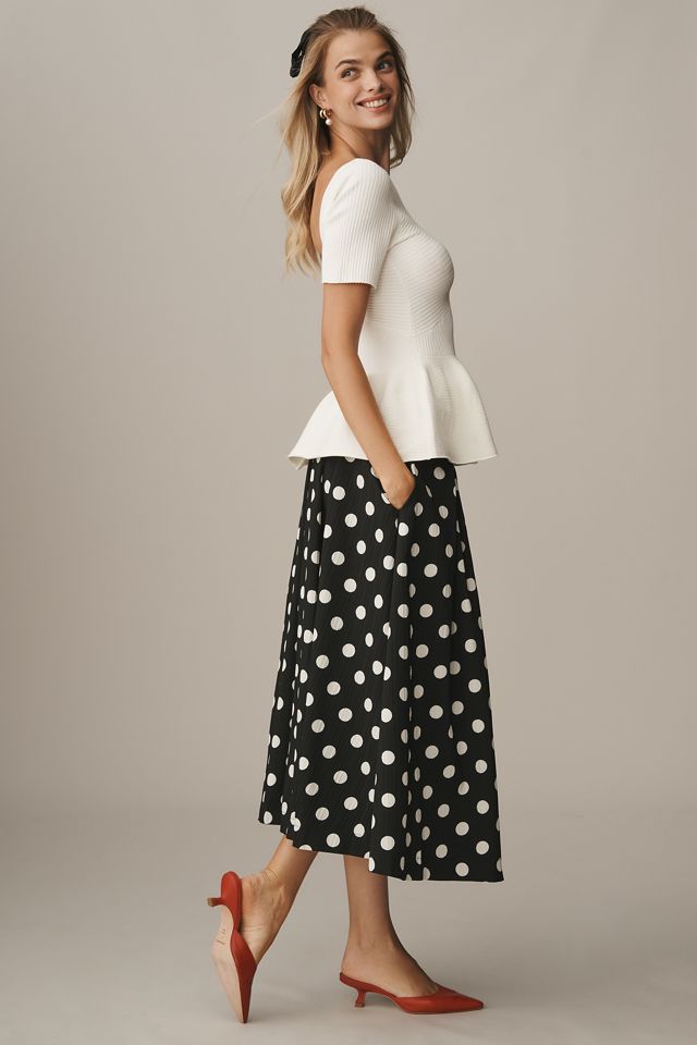 Maeve Short-Sleeve Peplum Sweater