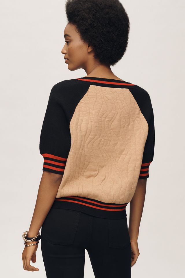 Maeve Sporty Short-Sleeve Cardigan Sweater #2