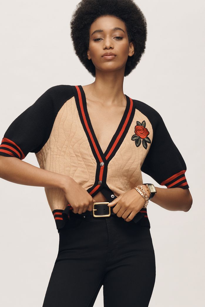 Maeve Sporty Short-Sleeve Cardigan