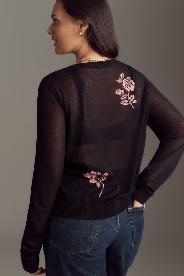 Maeve Semi-Sheer Floral Cardigan Sweater #4