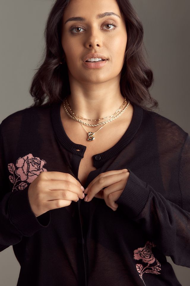 Maeve Semi-Sheer Floral Cardigan Sweater #5