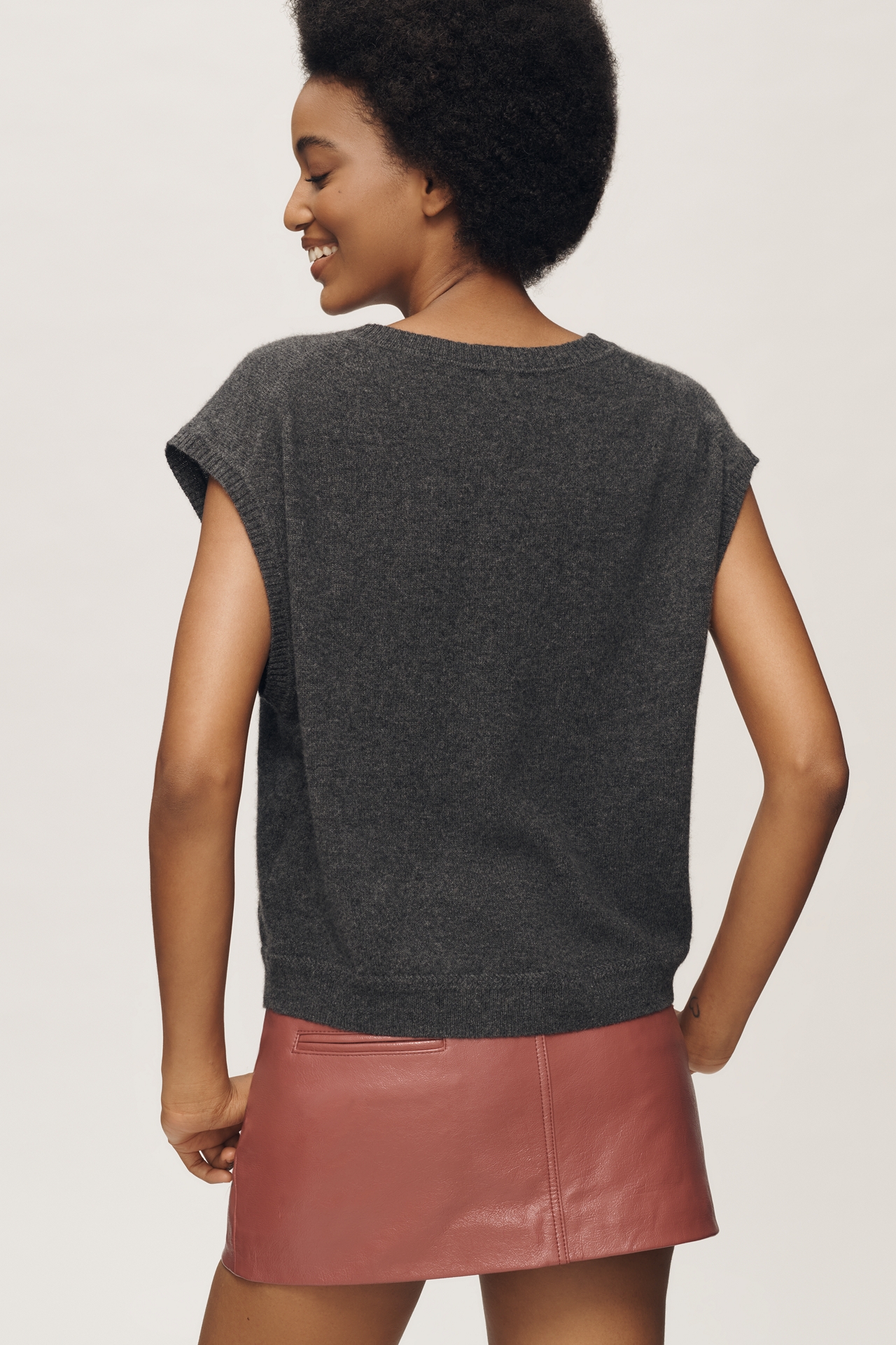 Maeve Cashmere V-Neck Cardigan Sweater Vest