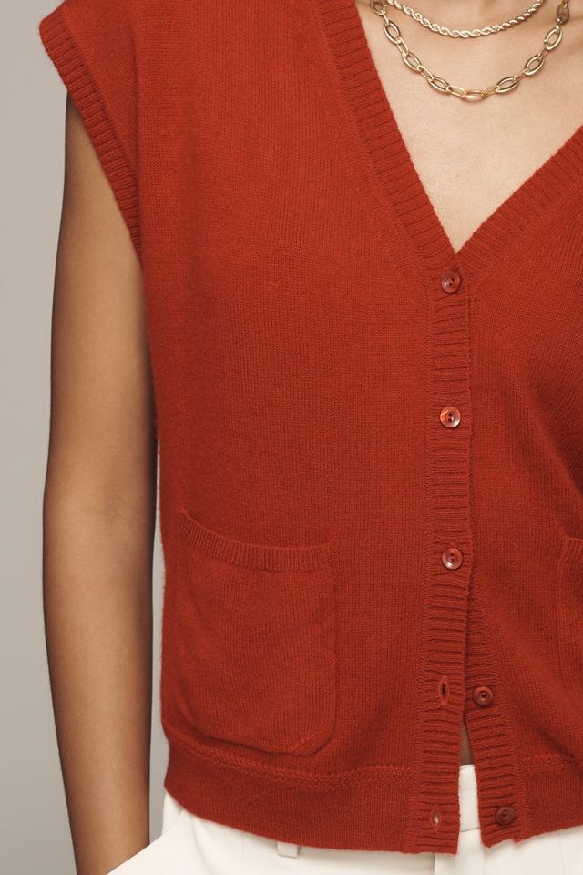 Maeve Cashmere V-Neck Cardigan Sweater Vest #2