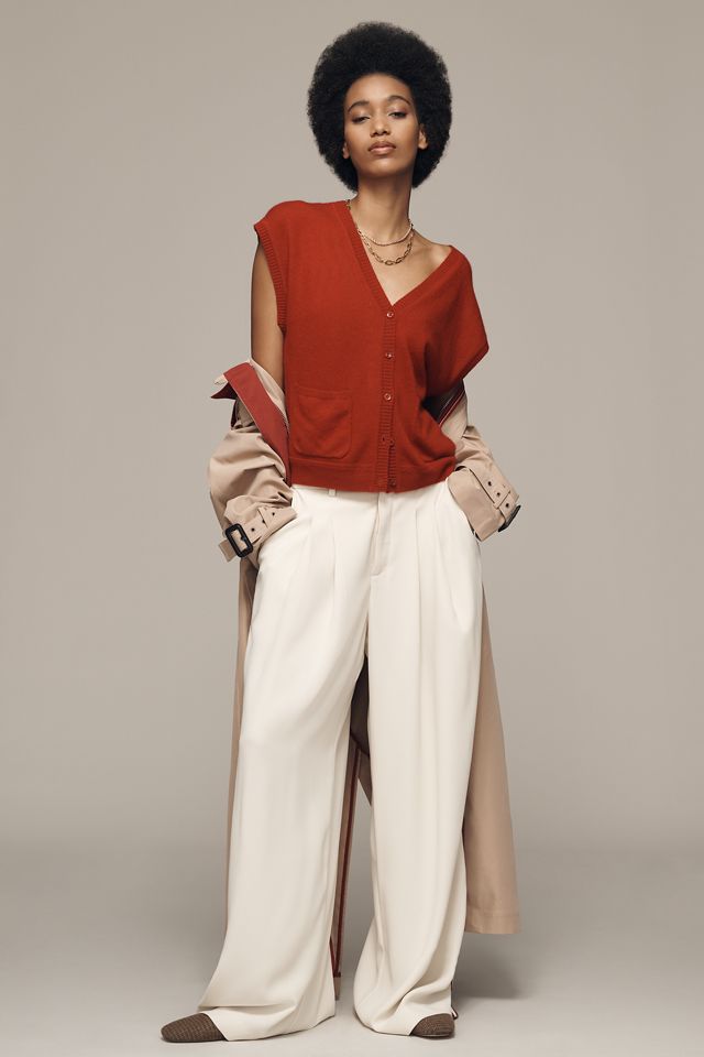 Maeve Cashmere V-Neck Cardigan Sweater Vest #4