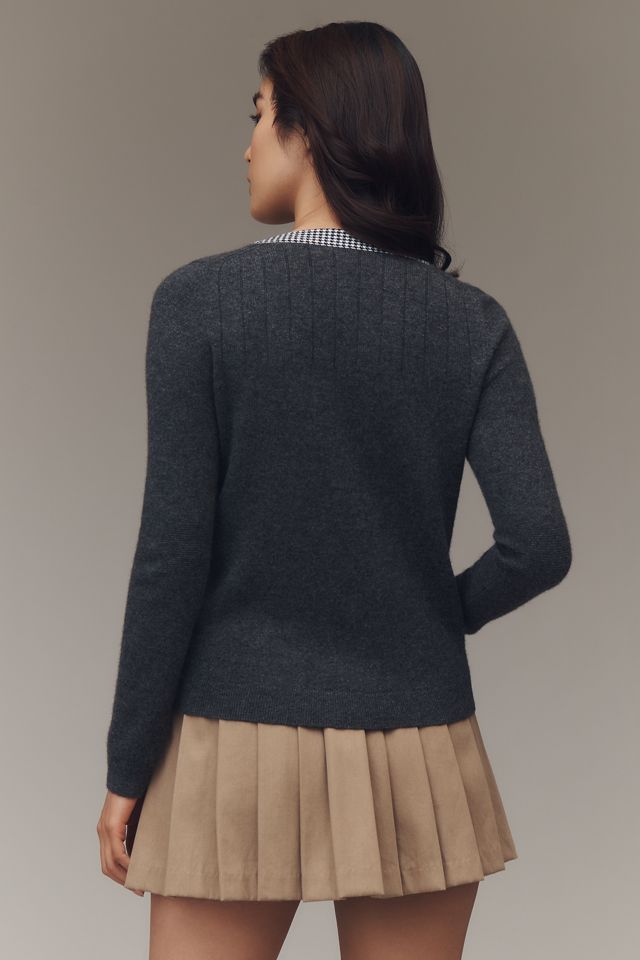 Maeve Contrast-Trim Cashmere Cardigan Sweater #2