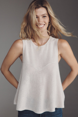By Anthropologie Cashmere Crew-neck Swing Tank Top In White