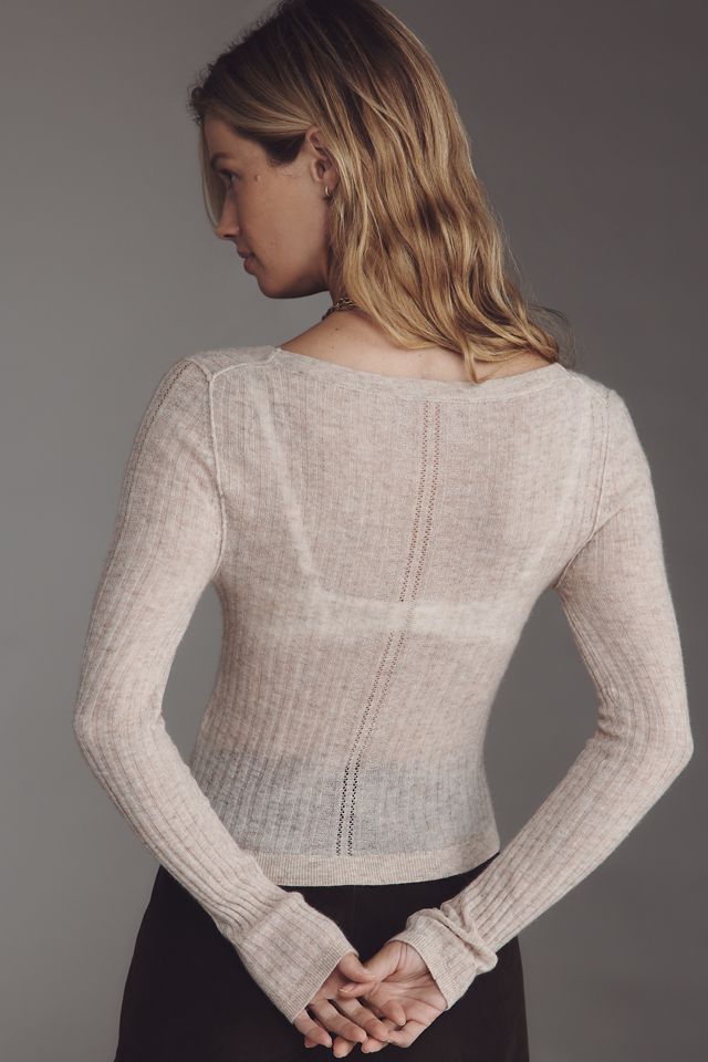 Pilcro Cashmere Blend Pointelle Cardigan Sweater #2