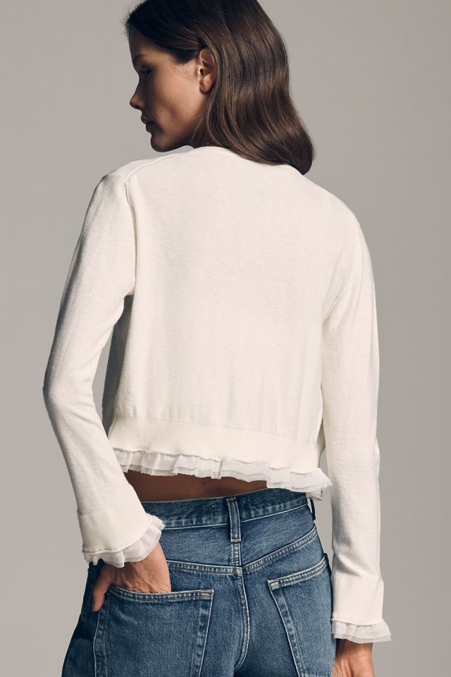 By Anthropologie Lace-Trim Cardigan Sweater #4