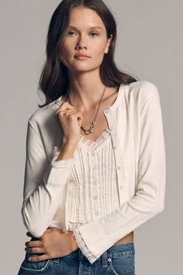 By Anthropologie Lace-Trim Cardigan