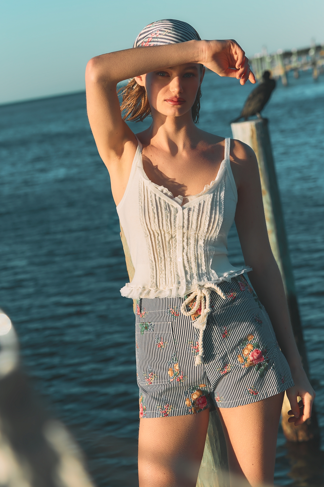 By Anthropologie V-Neck Lace-Trim Tank Top