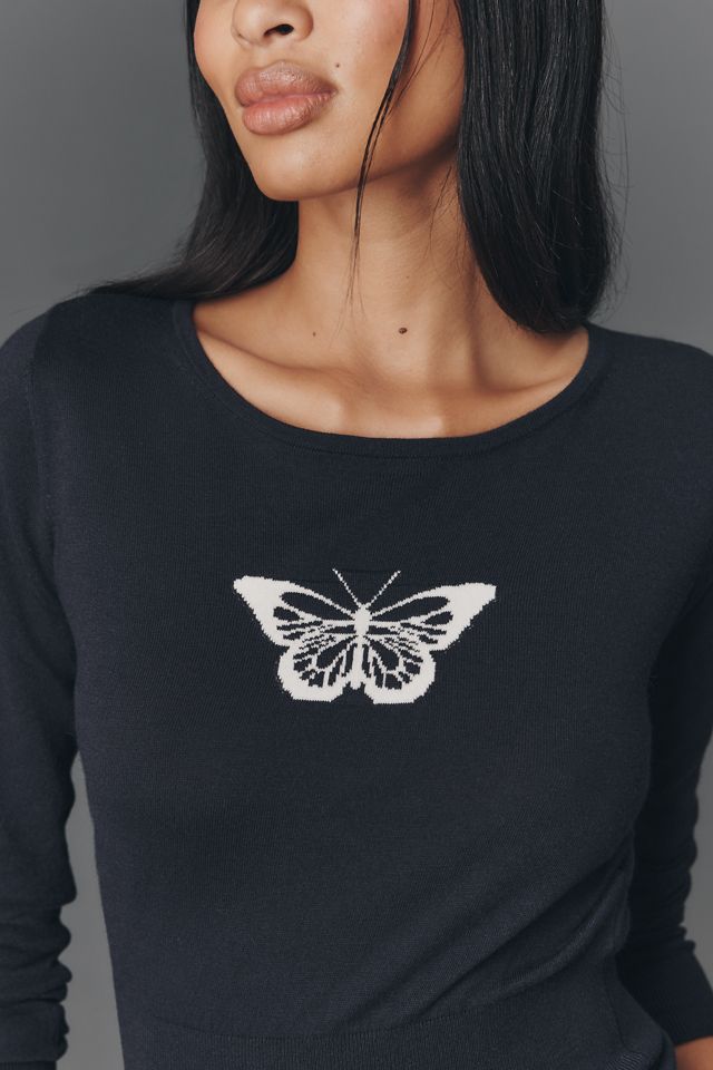 By Anthropologie Scoop-Neck Butterfly Icon Sweater #2