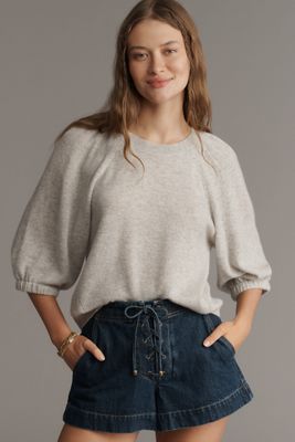 By Anthropologie Puff-Sleeve Cashmere Sweater