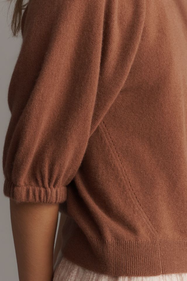 By Anthropologie Puff-Sleeve Cashmere Sweater