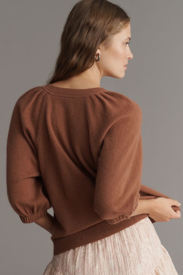 By Anthropologie Puff-Sleeve Cashmere Sweater