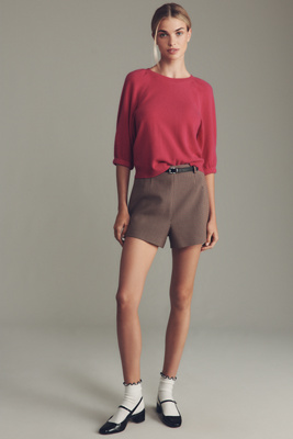 By Anthropologie Puff-sleeve Cashmere Sweater In Pink