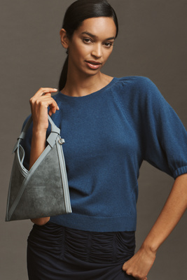 By Anthropologie Puff-sleeve Cashmere Sweater In Blue