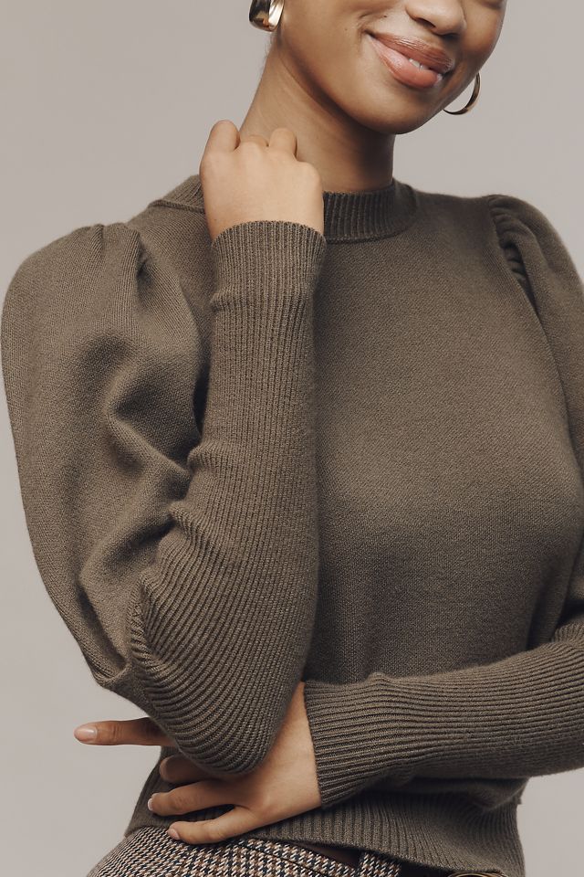 Maeve Puff-Shoulder Ribbed Sweater #2