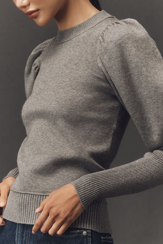 Maeve Puff-Shoulder Ribbed Sweater #4