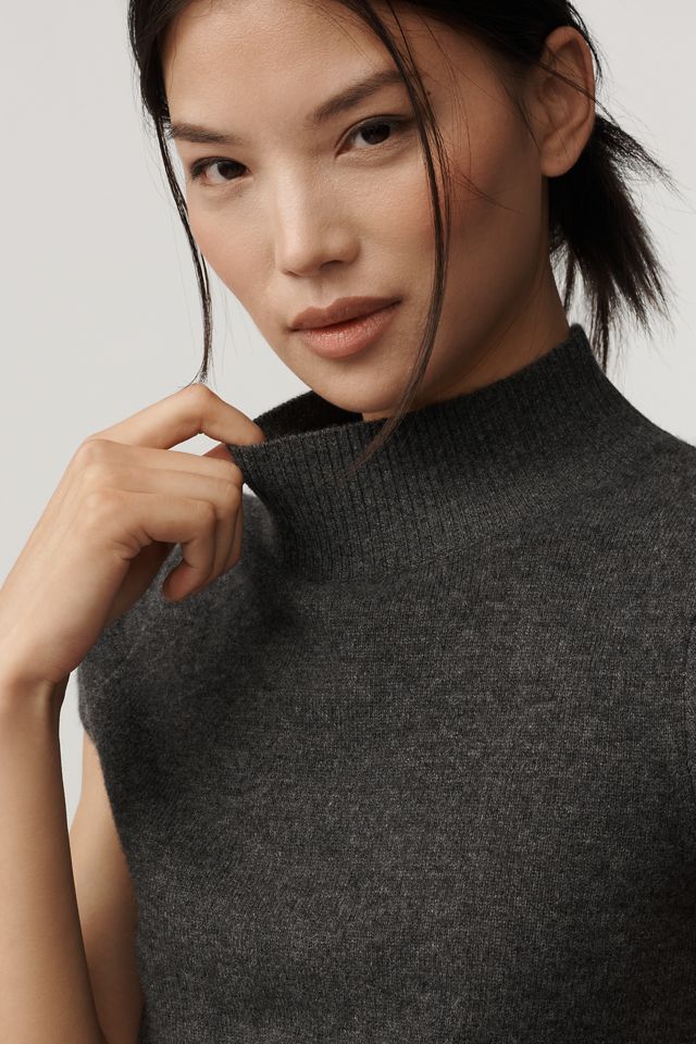 Maeve Mock-Neck Cashmere Sweater Tee #3