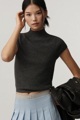 Maeve Mock-Neck Cashmere Sweater Tee