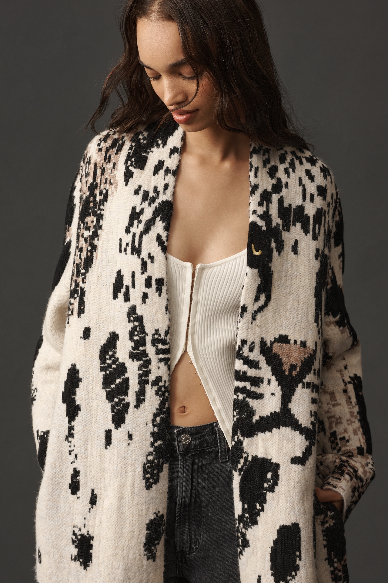Pilcro Leopard Print Sweater Duster