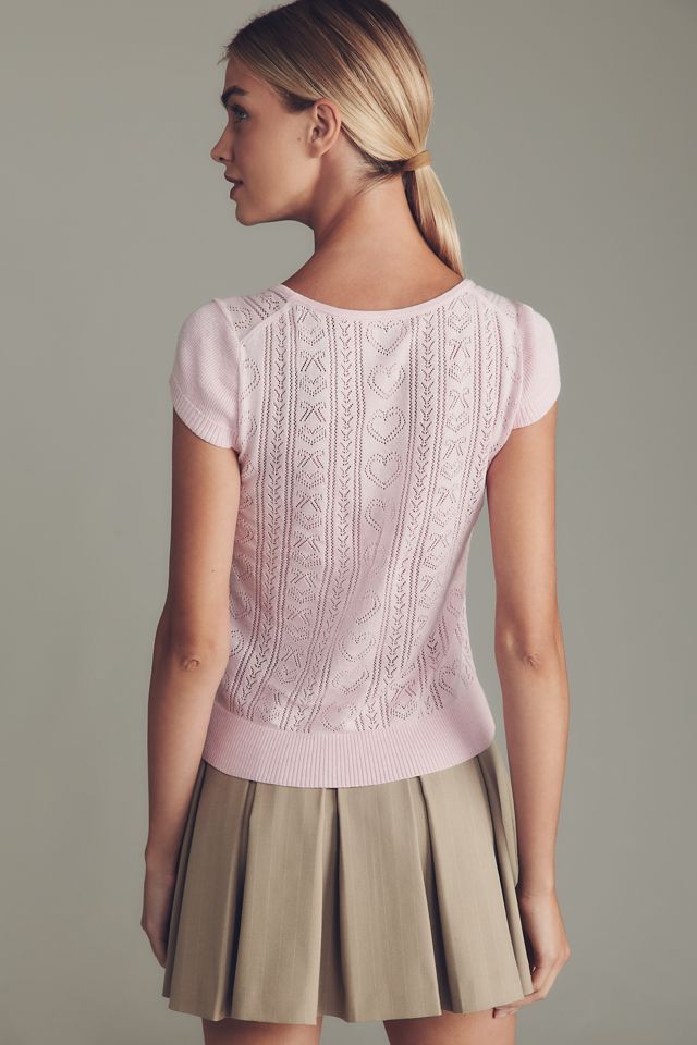 Maeve Cotton Cashmere Pointelle Sweater Tee #1