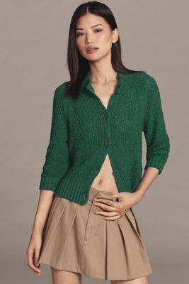Maeve Quarter-Sleeve Cotton Blend Cardigan Sweater