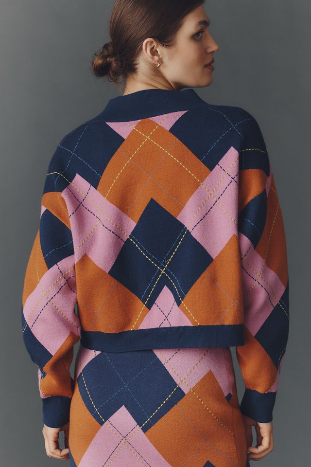 Maeve V-Neck Argyle Sweater #1