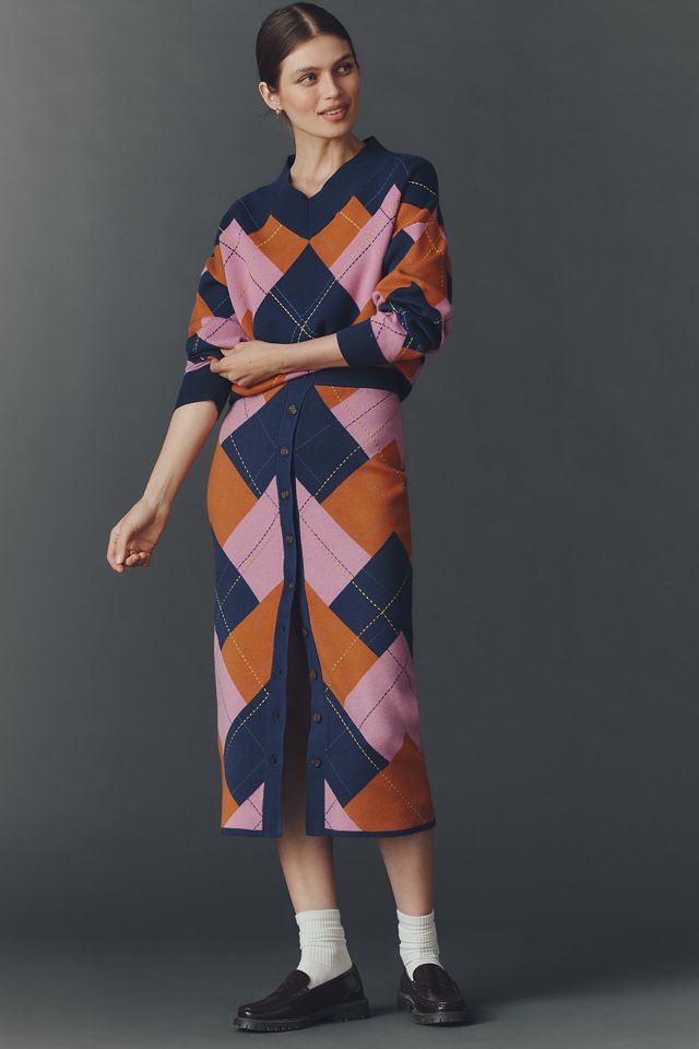 Maeve V-Neck Argyle Sweater #3