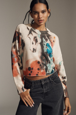 By Anthropologie The Goldie Cashmere Long-sleeve Crew-neck Sweater In Multi