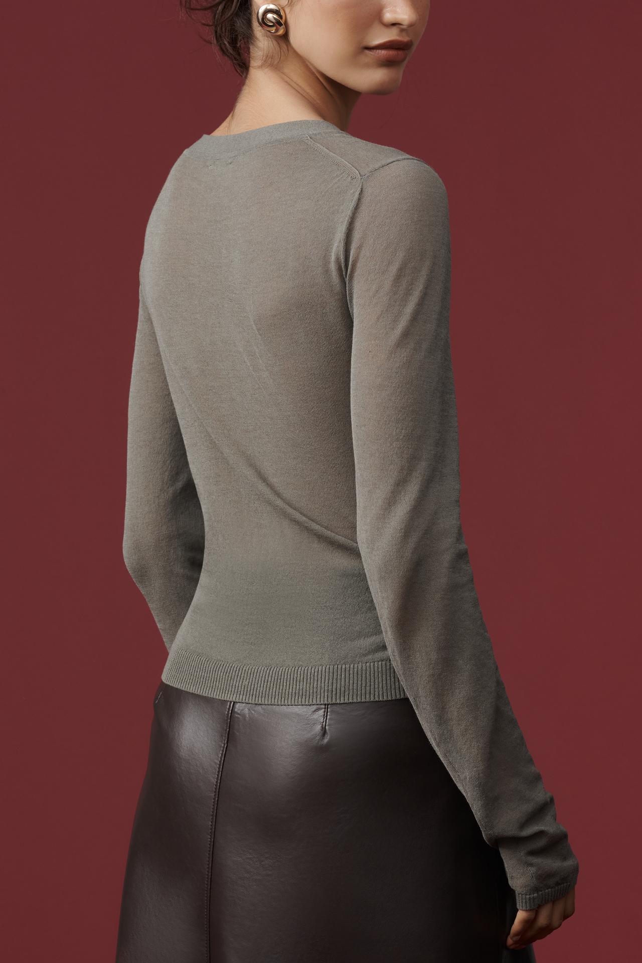 Maeve Ruched Crop Cardigan Sweater