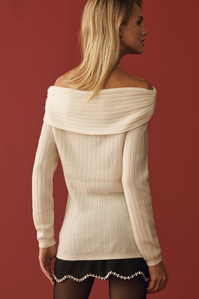 By Anthropologie Off-Shoulder Wool Cashmere Sweater #1