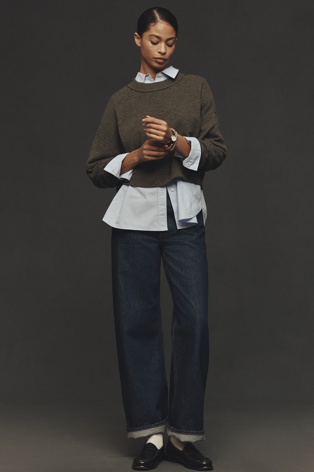 The Goldie Cashmere Long-Sleeve Crew-Neck Sweater