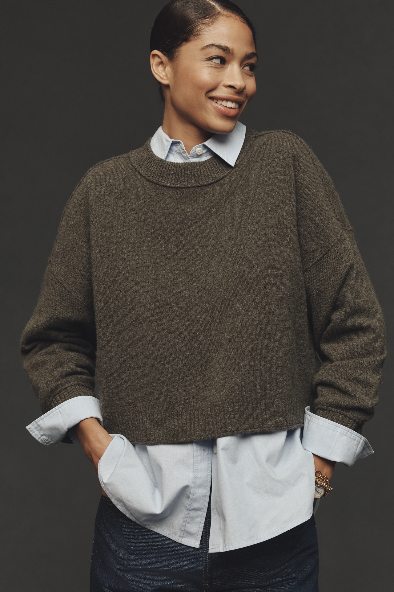 The Goldie Cashmere Long-Sleeve Crew-Neck Sweater