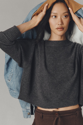 By Anthropologie The Goldie Cashmere Long-sleeve Crew-neck Sweater In Gray