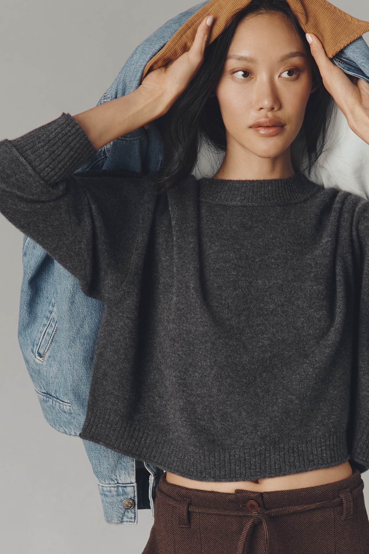 Goldie Cashmere Long-Sleeve Crew-Neck Sweater