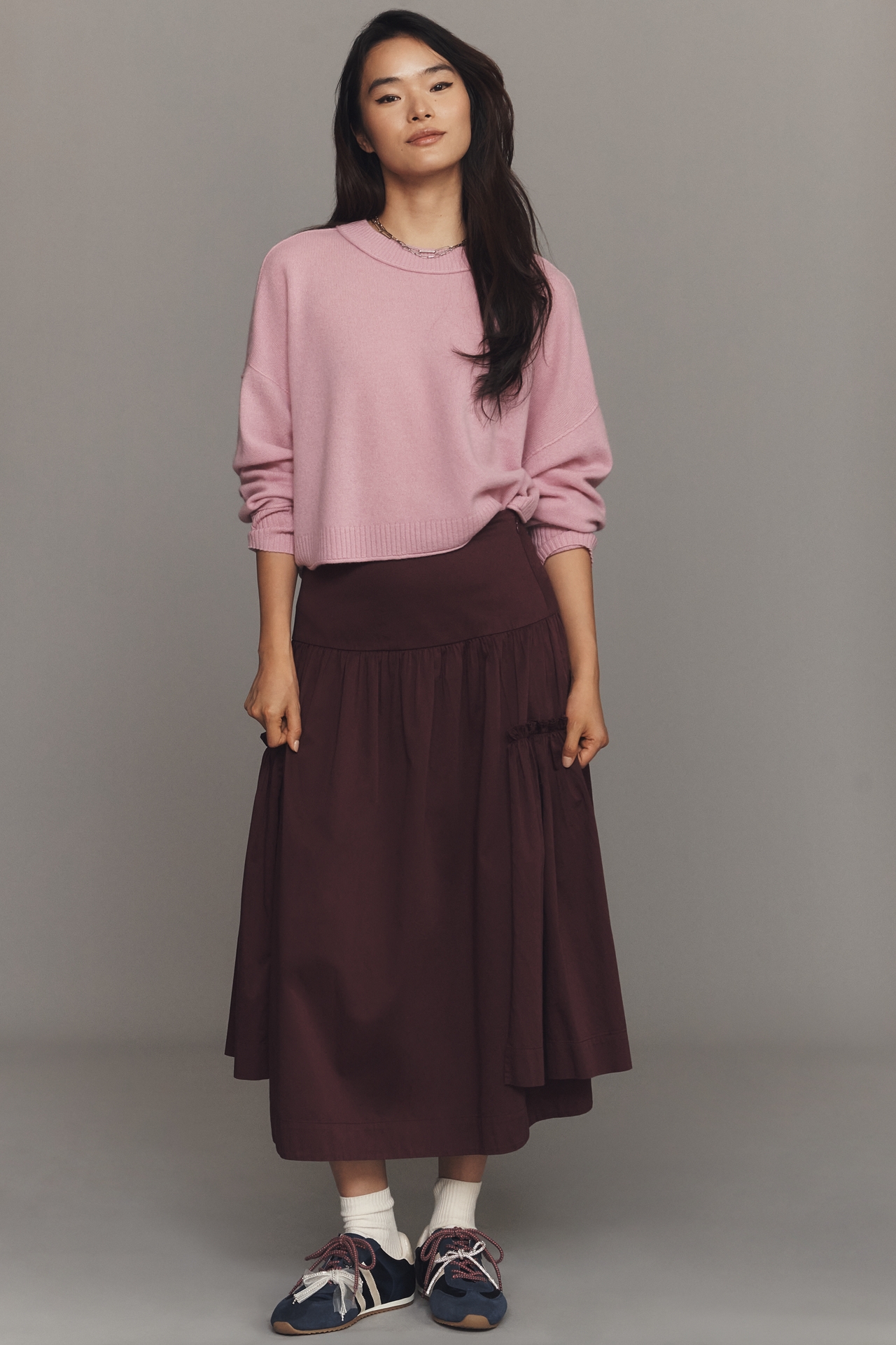Goldie Cashmere Long-Sleeve Crew-Neck Sweater