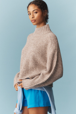 Pilcro Mock-neck Chunky Jumper In Neutral
