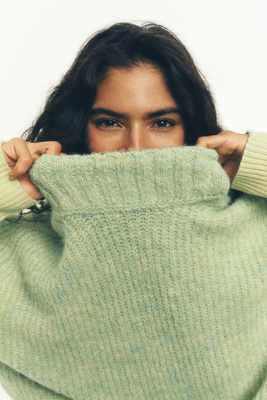 Pilcro Mock-neck Chunky Sweater In Green