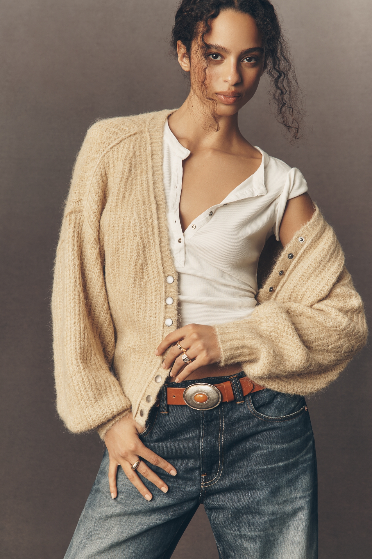 Pilcro Cozy Rib V-Neck Cardigan Sweater